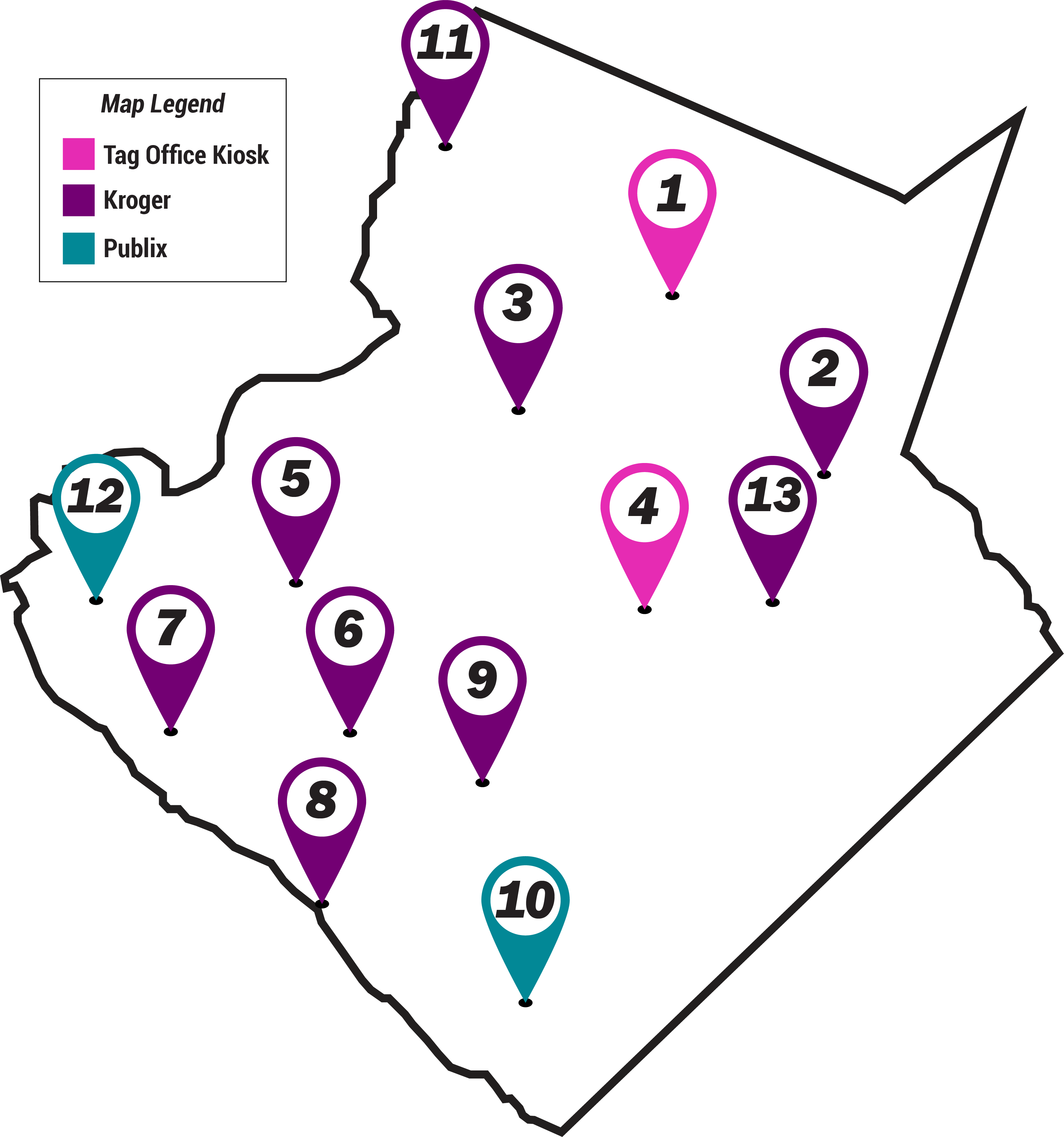 Gwinnett County kiosk map